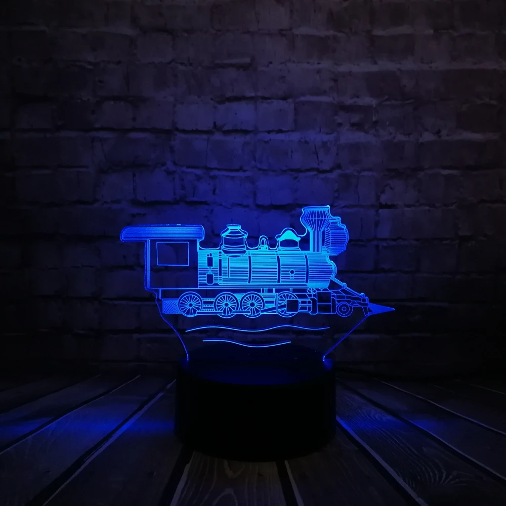 Иллюзия 7 цветов изменение 3D акриловая головка для дорожного поезда usb зарядка