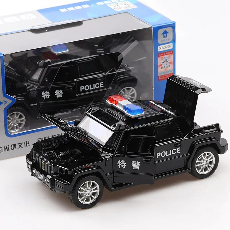 black witnout box Kombat Полицейская машина XA3207, модель спортивного автомобиля из сплава, Сверхмощный Щит для кросса, полицейский автомобиль, звуковой светильник, модель автомобиля - Цвет: black witnout box