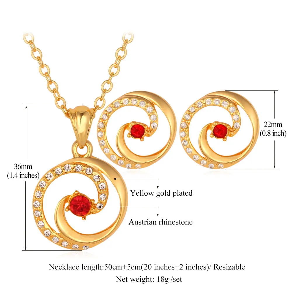 U7 Gold Color Jewelry Set Trendy Yin Yang Lucky Gift Wholesale Rhinestone Party Women Earrings Necklace S540 | Украшения и