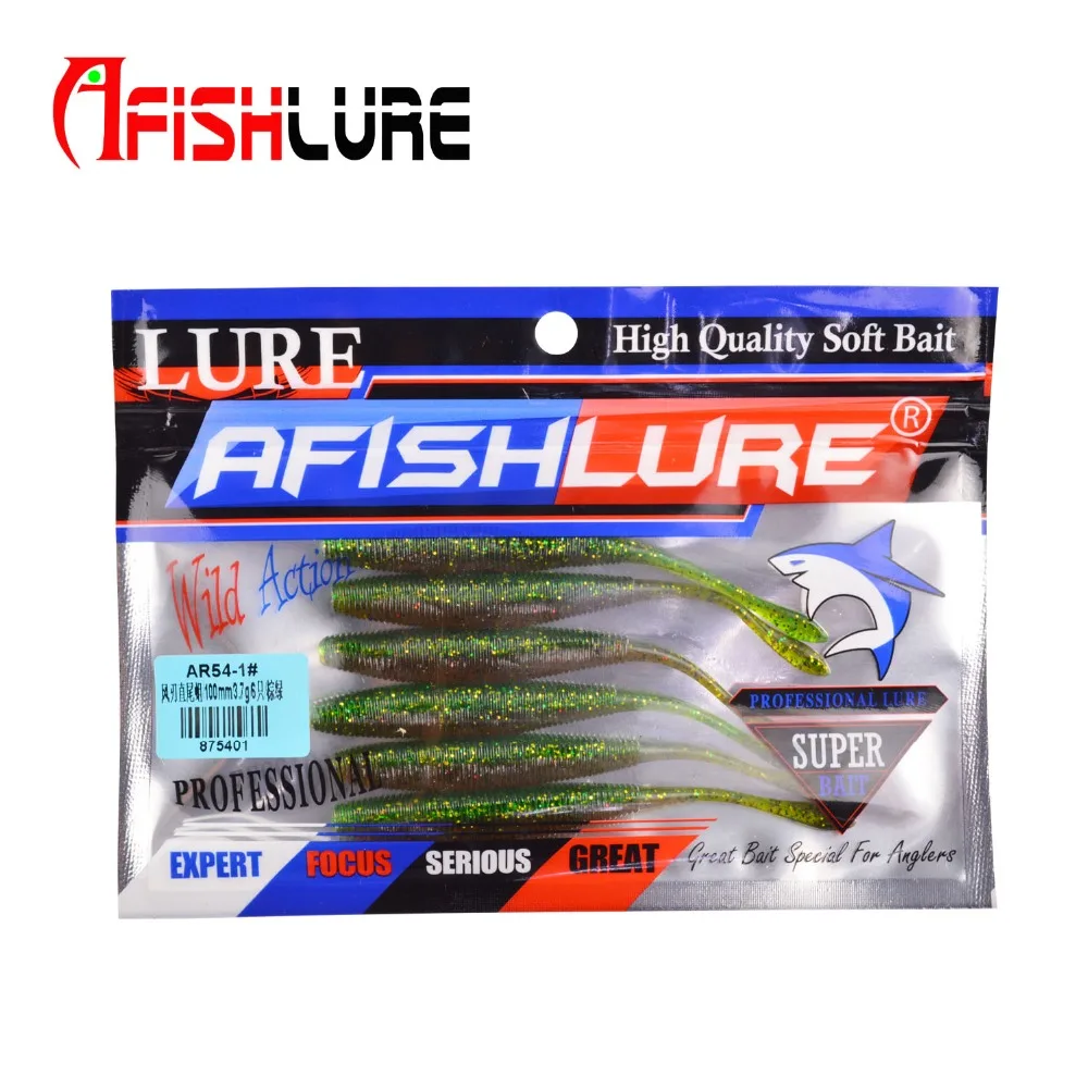 Afishlure Свинг червяк приманка для рыбалки прямой хвост мягкая имитация червя Grubs 100 мм/3,7 г Maggot мягкая плавающая приманка 6 шт./лот