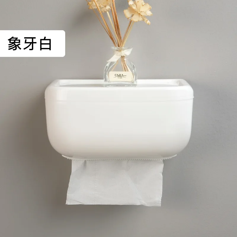 Белый Настенная присоска Водонепроницаемая коробка для салфеток Диспенсер Коробка-держатель для салфеток бумажный лоток рулон сливная Полка Ванная комната Туалетная бумага Хол - Цвет: Белый