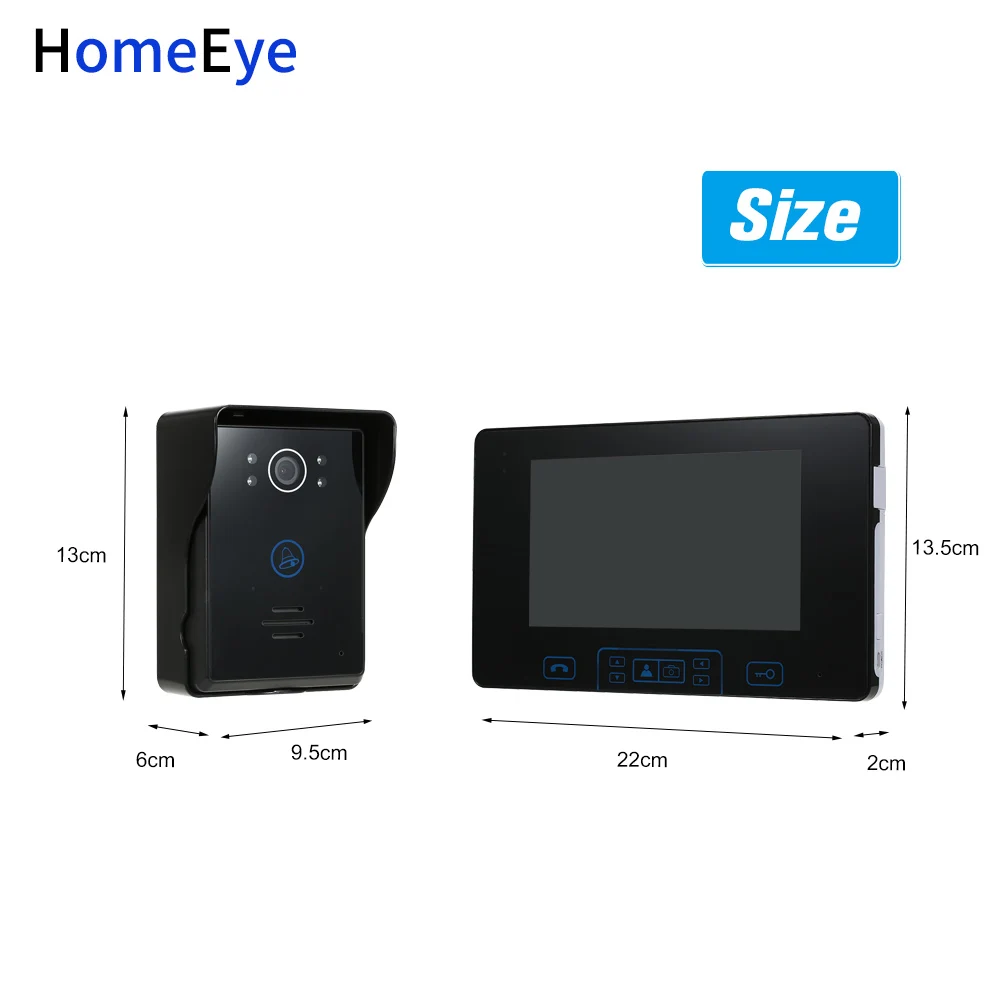 Видеодомофон HomeEye 2 4 ГГц встроенный аккумулятор 7 дюймов TFT ЖК