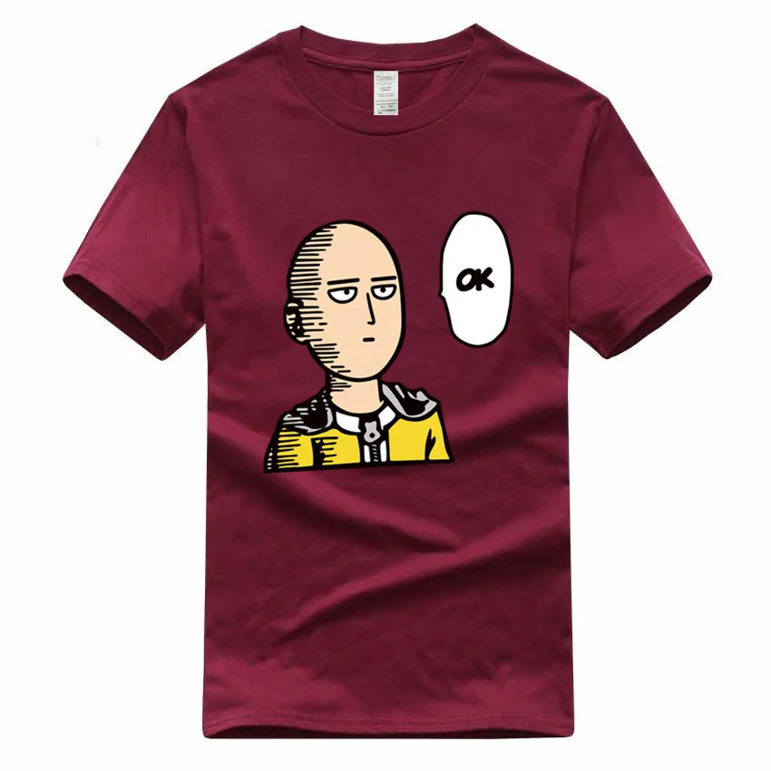 Европейский размер 100% хлопок Япония Аниме One Punch Man Saitama Sensei футболка Летняя