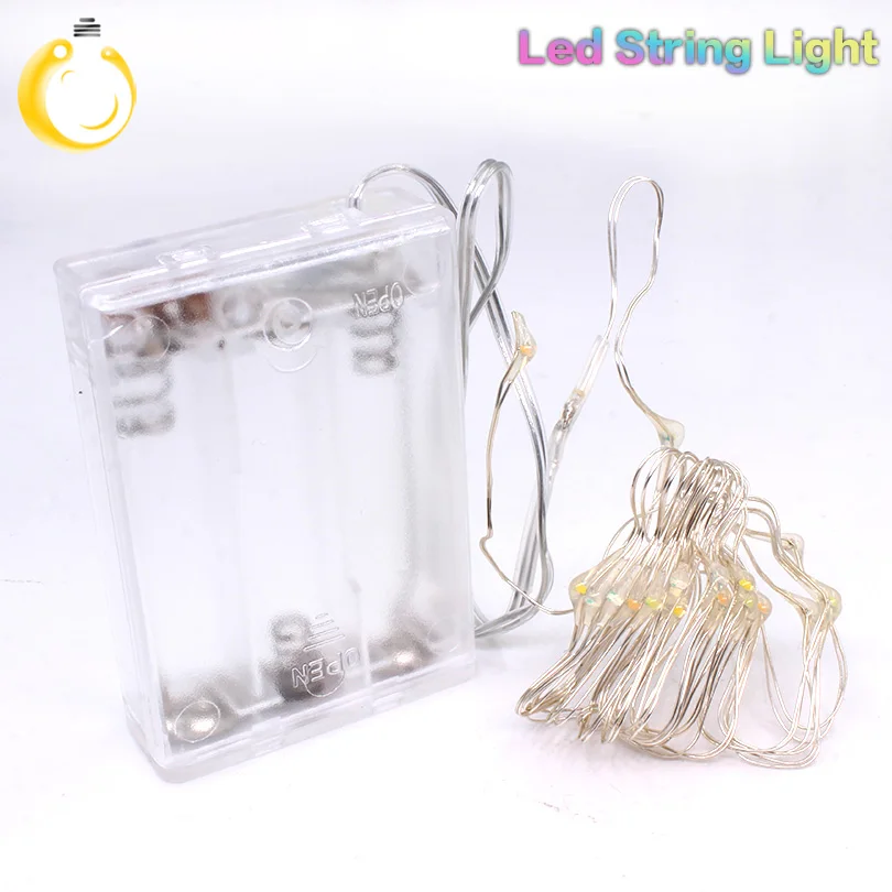 LED Медный провод свет шнура Батарея питание Светодиодные ленты для феи Рождество