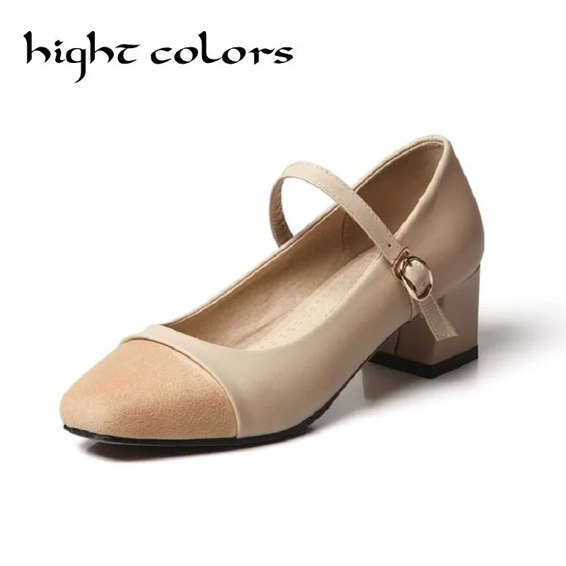 Женская обувь в стиле ретро на высоком каблуке с квадратным носком офисная
