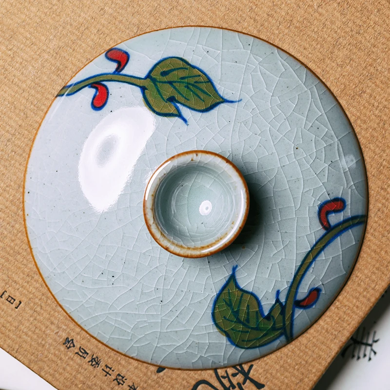 180 мл винтажный глазурь с трещинами ручная роспись Gaiwan Jingdezhen Керамические чайные