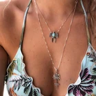 Женское Ожерелье 2 шт.компл., длинное ожерелье в богемном стиле с кулоном в виде кокосового дерева, двойное серебряное ожерелье, индивидуальные пляжные украшения s