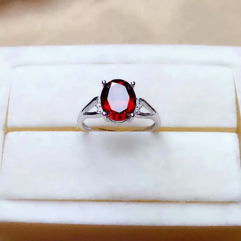 

SHILOVEM real 925 sterling silver real Natural garnet rings fine Jewelry women wedding wholesale new gift plant mj0810837ags