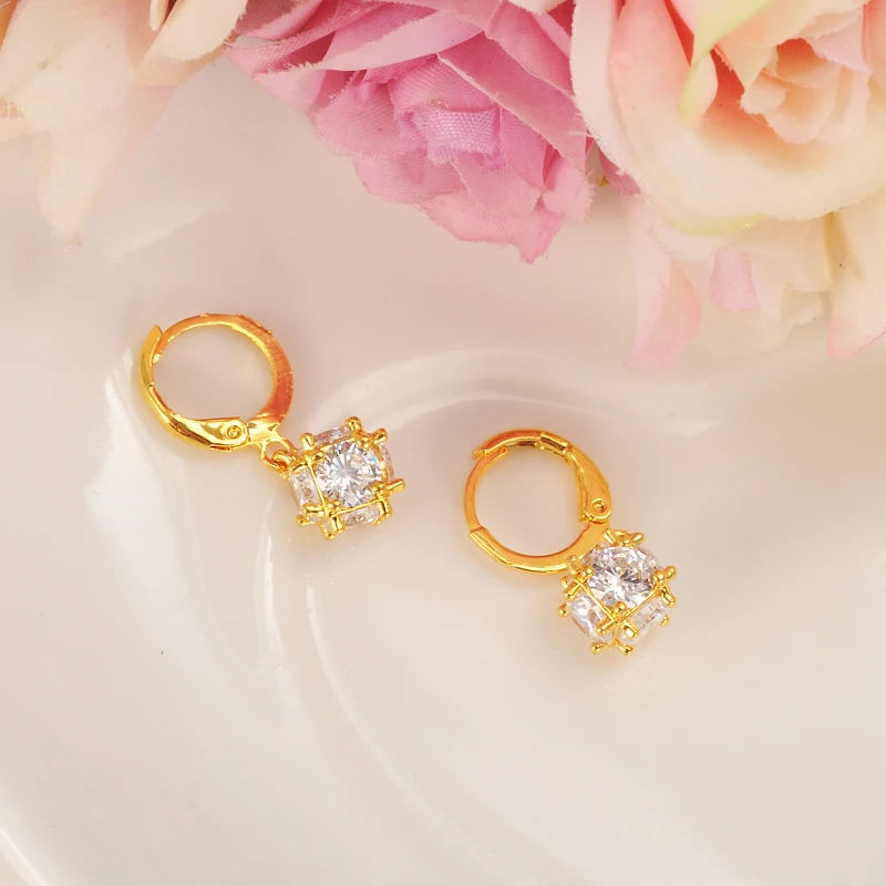 Свадебные Ювелирные наборы с золотым шариком и фианитами элегантные серьги для