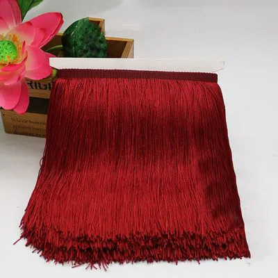 wine red 10 ярдов 20 см Ширина полиэстер кисточка бахрома отделка для DIY латинское платье африканская кружевная пряжа лента для шитья занавесок 5-074 - Цвет: wine red