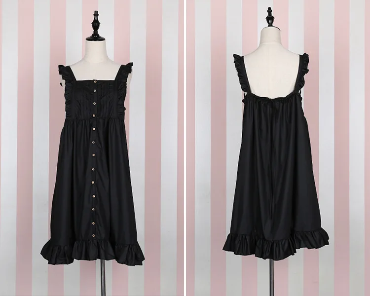 Black Overskirt Платье в стиле Лолиты; милое платье без рукавов; платье для девочек; женское платье горничной с высокой талией; свободное стильное платье с круглым вырезом; 0650 - Цвет: Black Overskirt