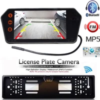 2018 wireless car mirror monitors internet bluetooth mp5 fm car rear view camera license frames tft lcd digital display reverse