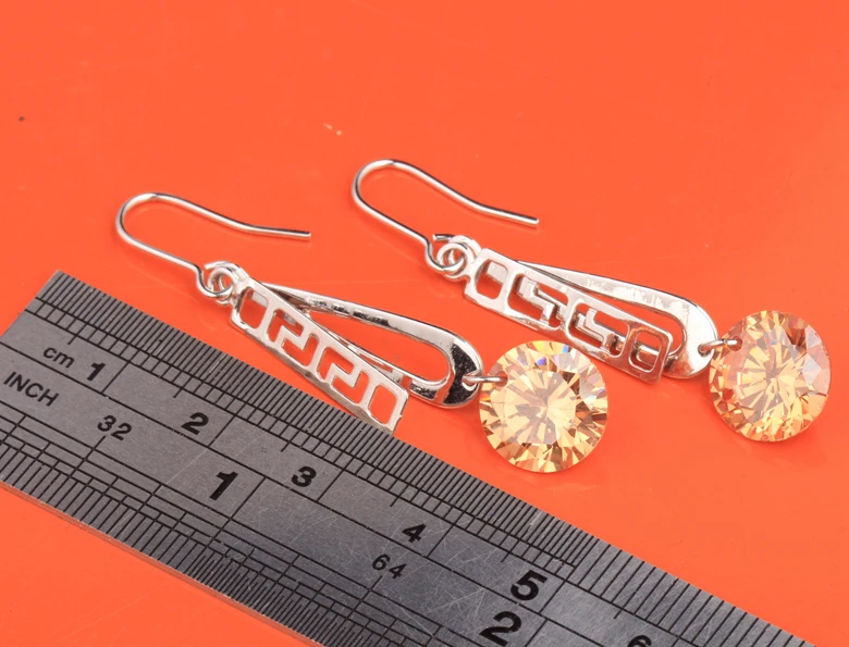 Потрясающий круглый коричневый Champange оранжевый Morganite 925 серебро Мода падение