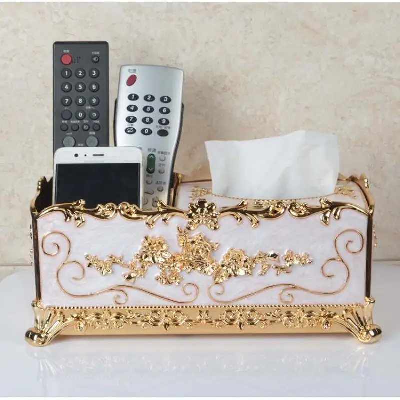 golden white Современная пластиковая коробка для салфеток, европейский стиль, домашний контейнер для салфеток, полотенце, салфетка, для дома, офиса, KTV, отеля, автомобиля, чехол для лица, держатель - Цвет: golden white