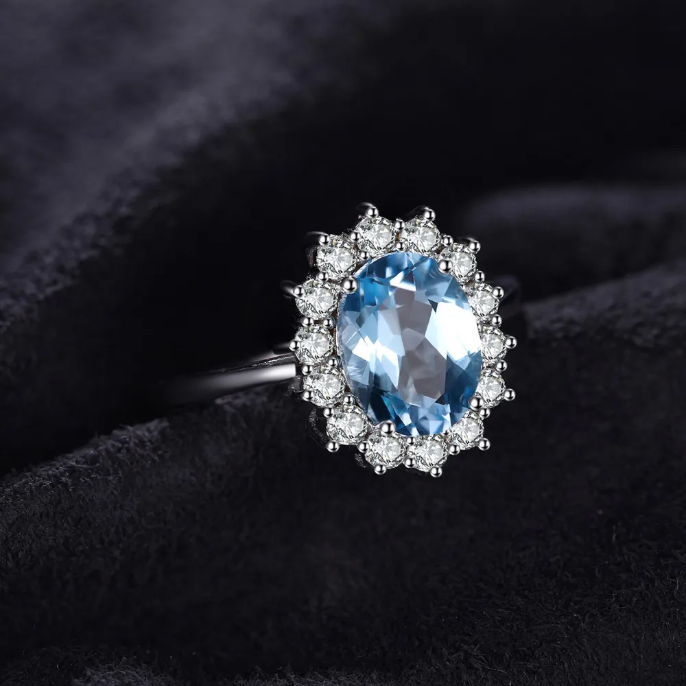 JewelryPalace Принцесса Диана Уильям Kate 2.3ct синий Topazs Обручение Halo Кольцо для Для женщин