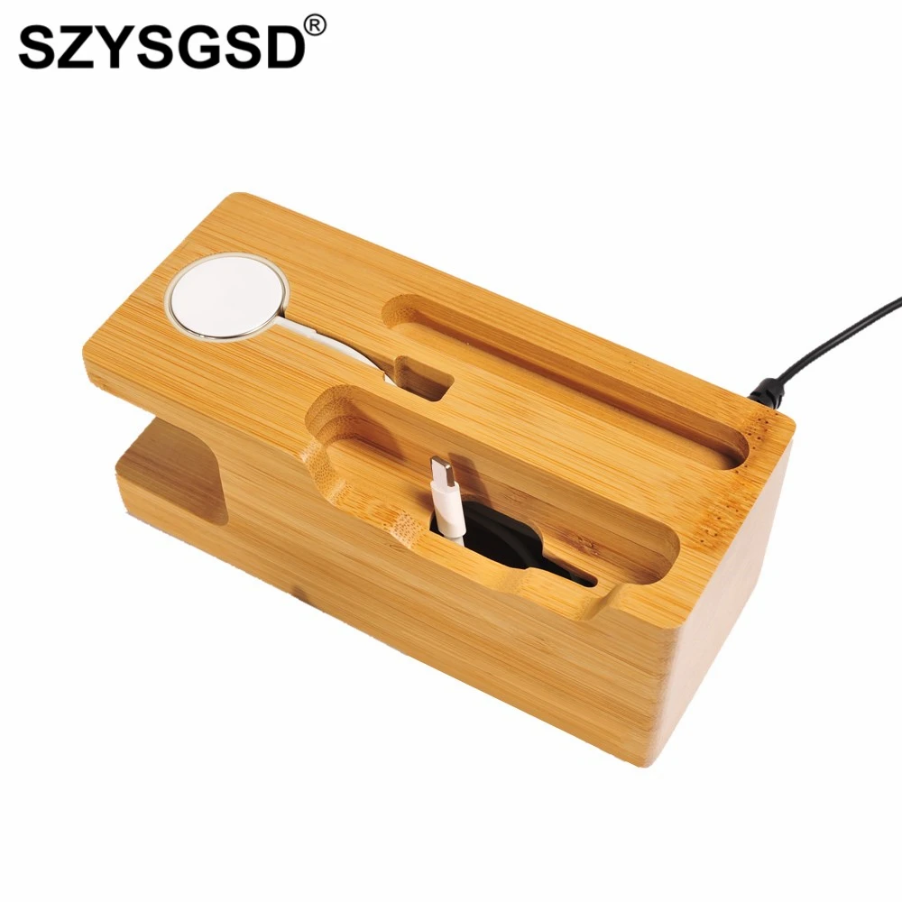 SZYSGSD деревянная бамбуковая зарядная док станция для iPhone XS 8 7 Plus 6 6S SE Зарядное