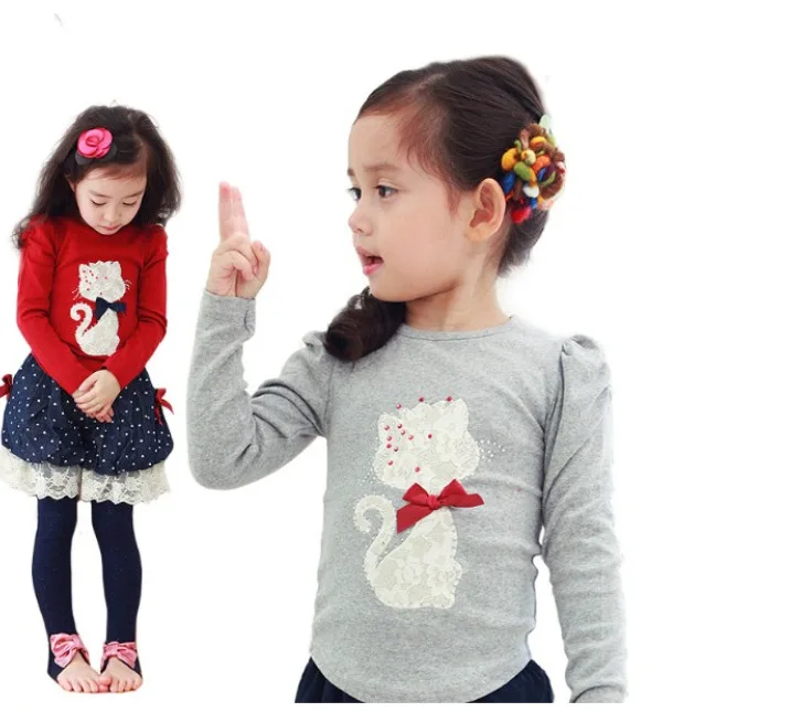 Детские топы размеров 100 ~ 140 детские футболки для маленьких девочек с длинным