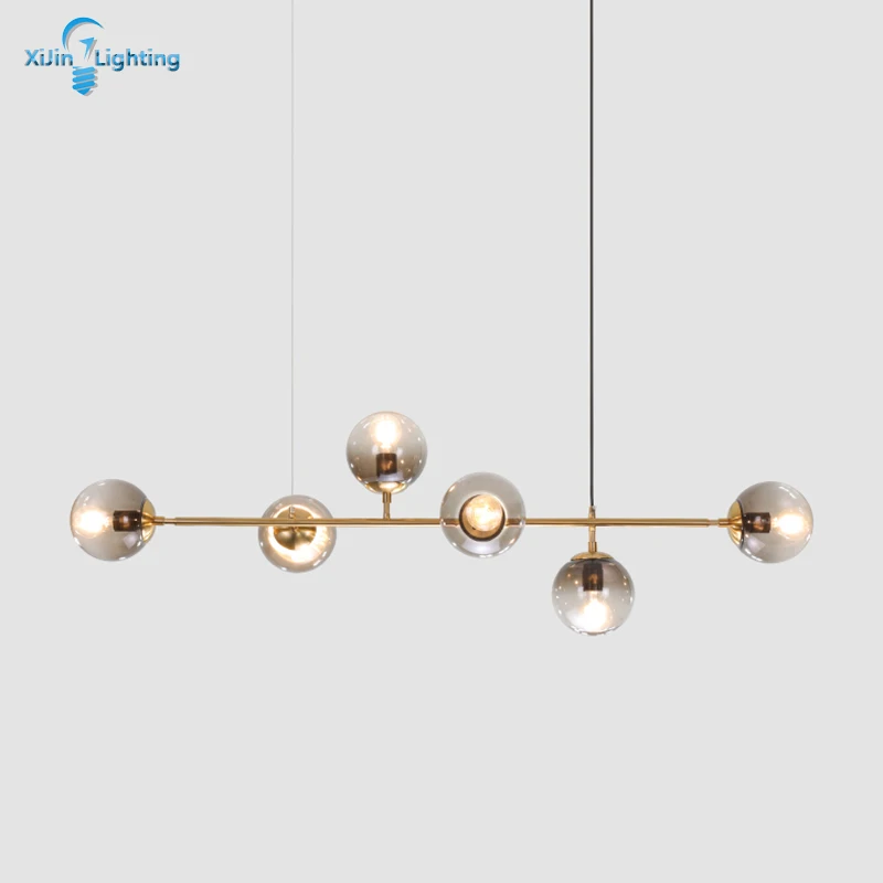 Креативная дымчато-серая стеклянная Подвесная лампа в скандинавском стиле E27