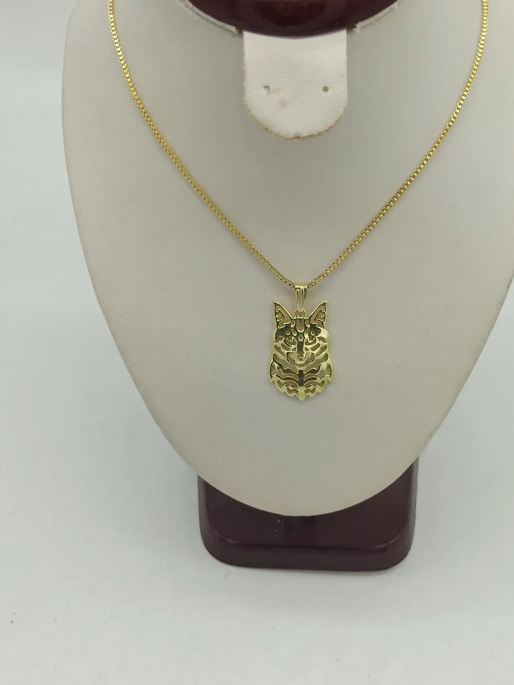 Золото и серебро Мейн Кун Цепочки ожерелья 3D вырезать щенок любовника кулон