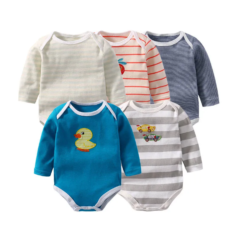 Boys Random Color 5 шт./лот новорожденных одежда комбинезоны для малышей Мягкий хлопок с длинным рукавом и О-образным вырезом Спортивный костюм для малышей для маленьких мальчиков и девочек, цельнокроеные разные цвета - Цвет: Boys Random Color
