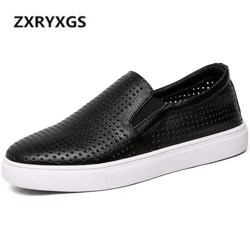 

2021 Summer New White Hollow Cowhide Leather Shoes Women Sandals Breathable Comfort Women Flat Shoes Black Fashion Casual Shoes
