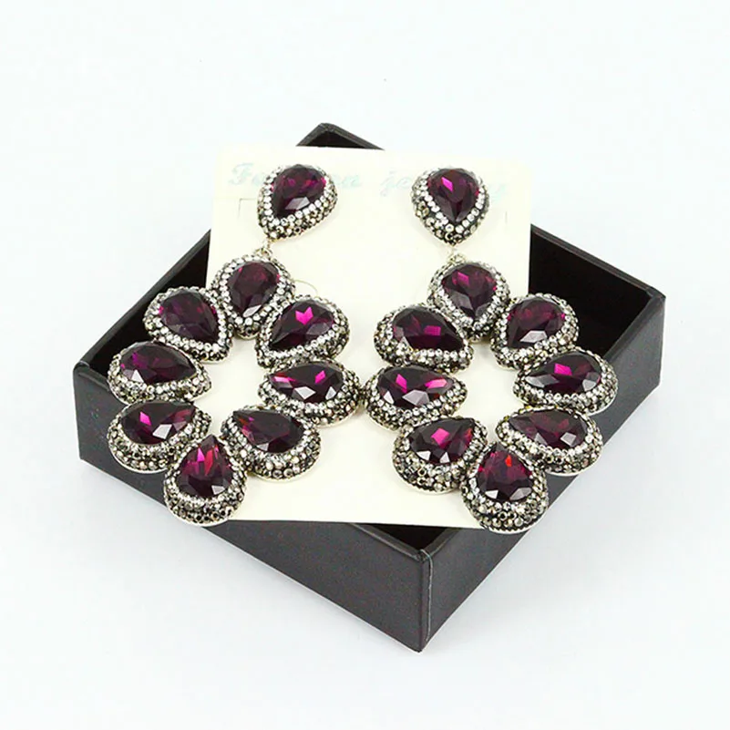 6 Colors Full Of Crystal Drop Earrings for Women Long Earring Luxury Hyperbole High Quality Statement Jewelry | Украшения и