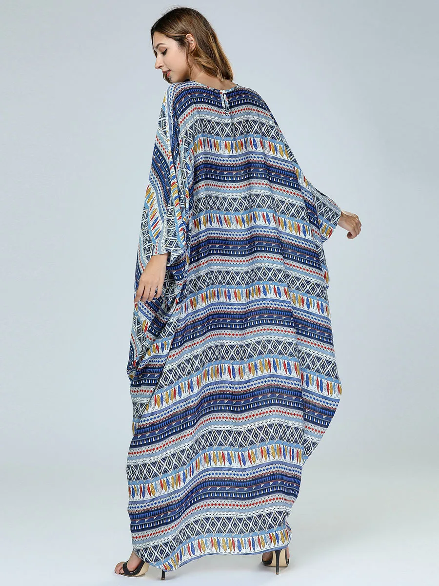 Arabic Islamic Middle Eastern Muslim Abaya Dubai Kaftan Moroccan Morocco Dress Ramadan Loose Striped Robe | Тематическая одежда и