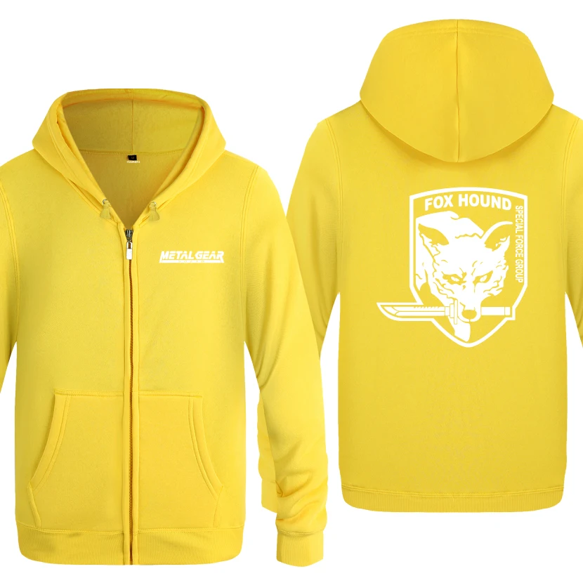 MGS Fox Hound Metal gear однотонные игровые худи для мужчин мужские флисовые кардиганы на молнии толстовки с капюшоном