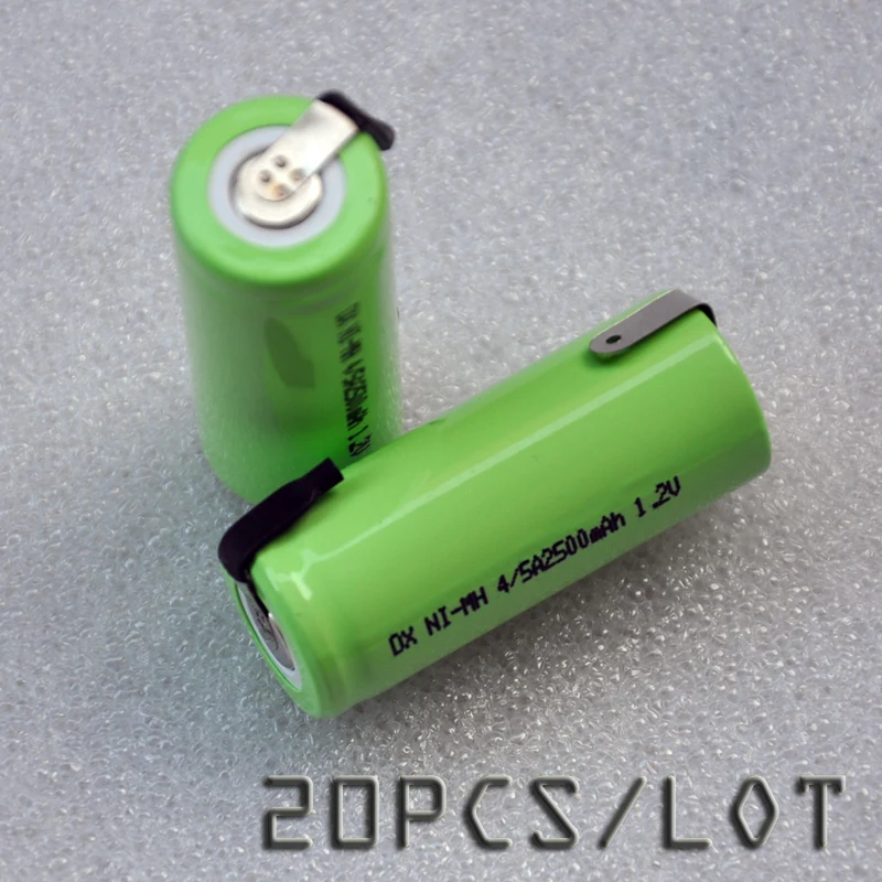 20 шт./лот 4/5A 1,2 V аккумуляторная батарея 2500 мА/ч, 4/5A 17430 4/5-металл-гидридных или никель-металл-гидридного сотовый с планка для приварки шпильки с бесплатной доставкой