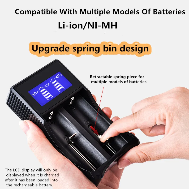 LEISE 2 slotsCharger with LCD+2pcs 3.7V 18650 Battery High capacity rechargeable battery &ampUniversal intelligent charger | Электроника
