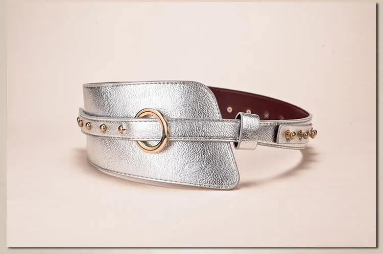 Luxury Women PU Leather Wide Belts Punk Metal Rivets female Decoration 3 Colors For Women Belt Cummerbunds For Dress Coat
