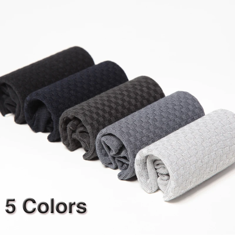 New casual business men's bamboo fiber socks antibacterial deodorant breathable long 5 pairs / many | Мужская одежда