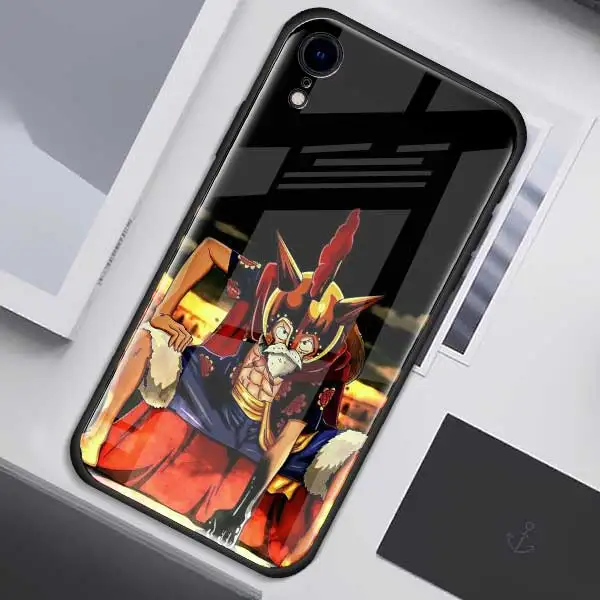 001 Чехол Из Закаленного Стекла one piece Luffy аниме для Apple iPhone XR 7 8 6 6S Plus 11 Pro X XS MAX черный мягкий чехол для мобильного телефона - Цвет: 001