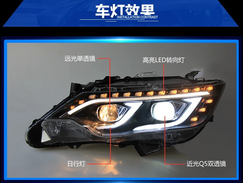 Doxa автомобильный Стайлинг для Toyota Camry V55 светодиодный фонарь- год новые фары ближнего света drl Объектив двойной луч H7 HID Xenon