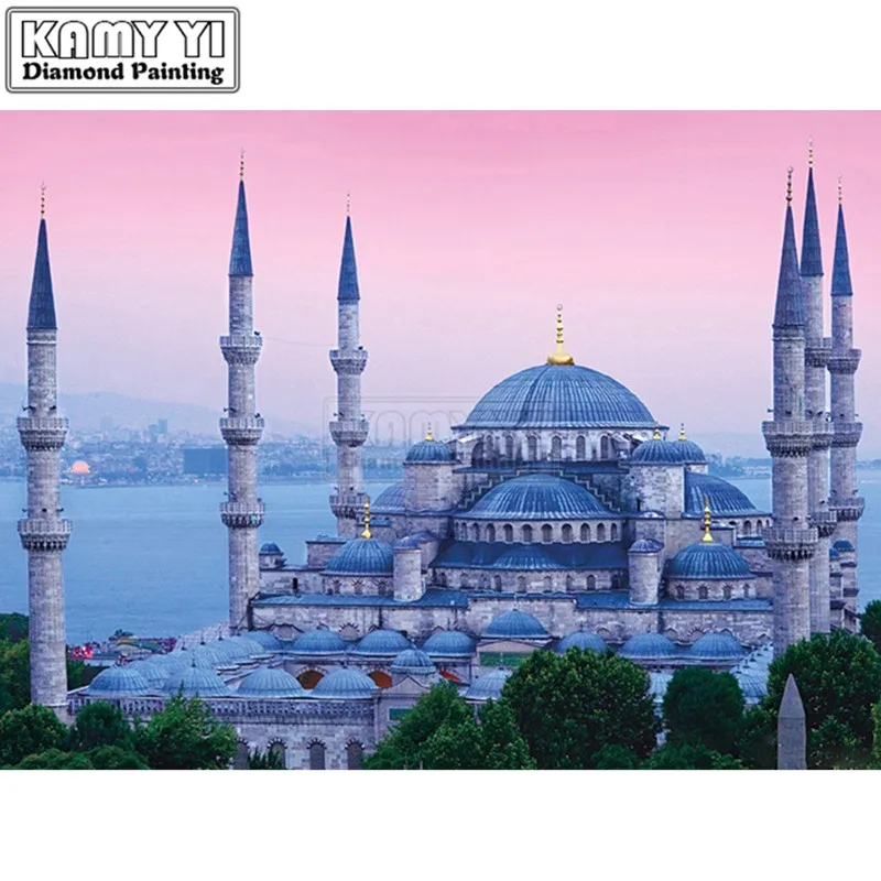 Полный квадрат 5D DIY Алмазная картина мечеть вышивка религия мозаика набор Стразы