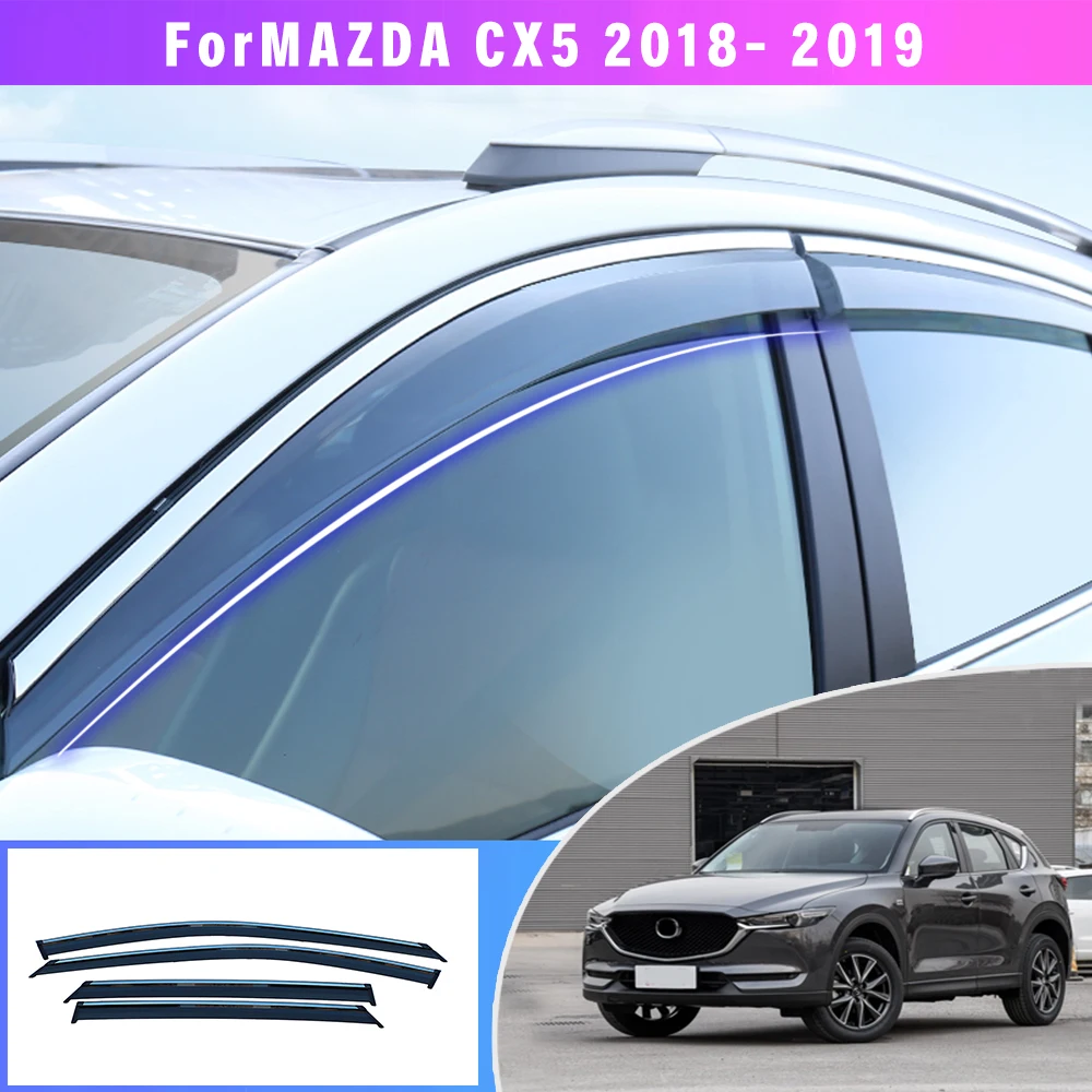 ABS 4pcs Car Styling Smoke Window Sun Rain Visor Deflectors Guard For Mazda CX-5 2013 Accessories