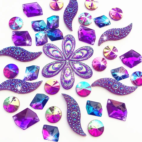 Смешанные зеркальные фиолетовые камни AB