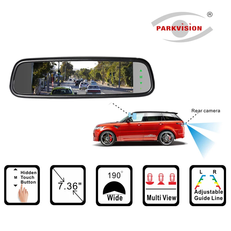 PARKVISION 180 градусов Широкий Ангел 7 36 дюймов Full HD салона автомобиля Зеркало заднего