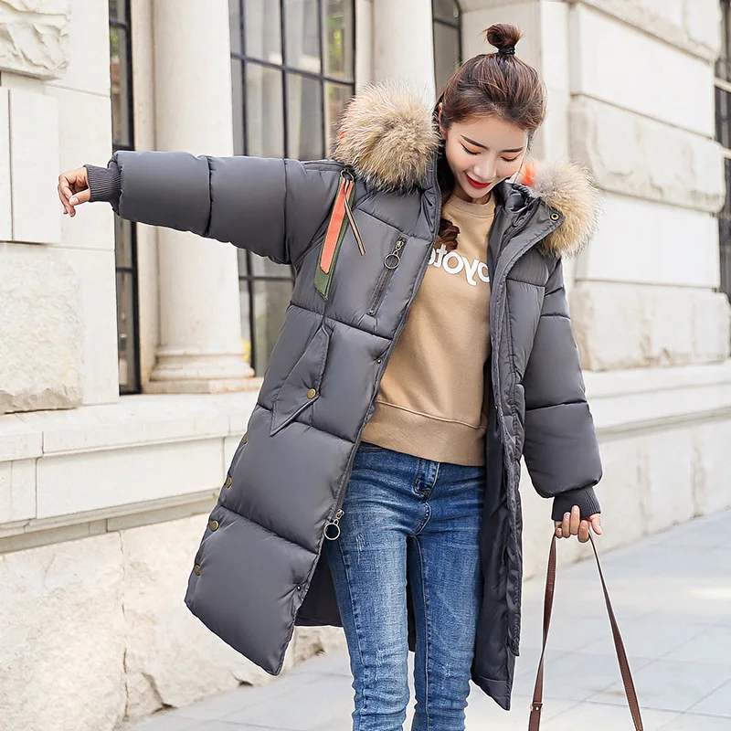 

Casual Autumn Winter Jacket Coat 2018 Long Thick Warm Women Parka Female Plus Size Hoodies Fur Collar Coat 3XL