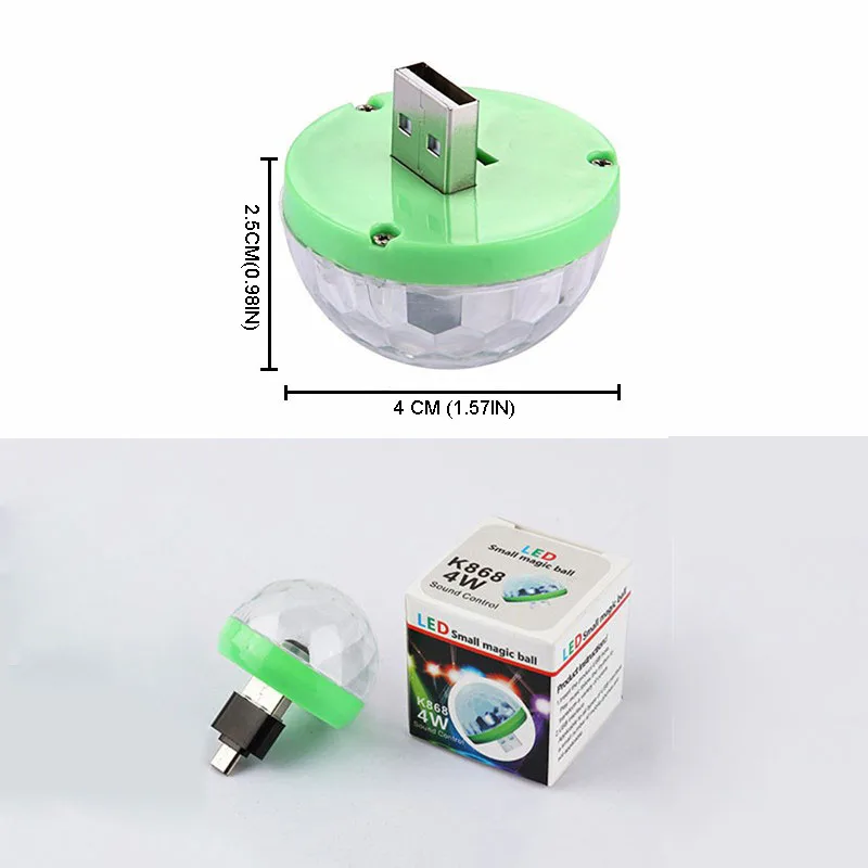 Автомобильный USB мини светильник портативный диско декоративный свет RGB