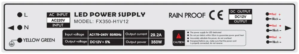 12 V 30A светодиодный Питание 350 Вт постоянное Напряжение переключатель режима LED Driver трансформатор 220 V AC Вход непромокаемая IP63 для Светодиодный s световые балки