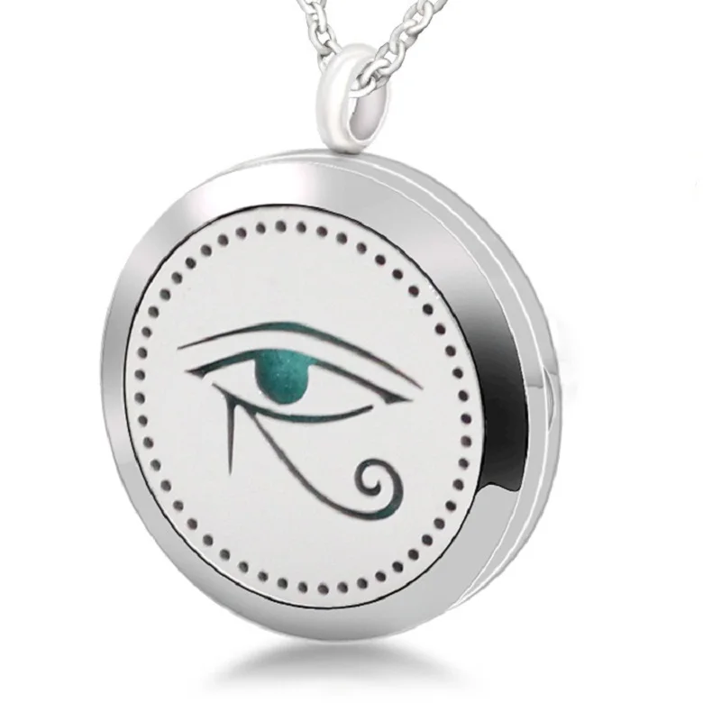 

5pcs Aromatherapy Essential Oil Locket Stainless Steel Necklace Jewelry Eye Of The Soul Perfume Diffuser Pendant Locket
