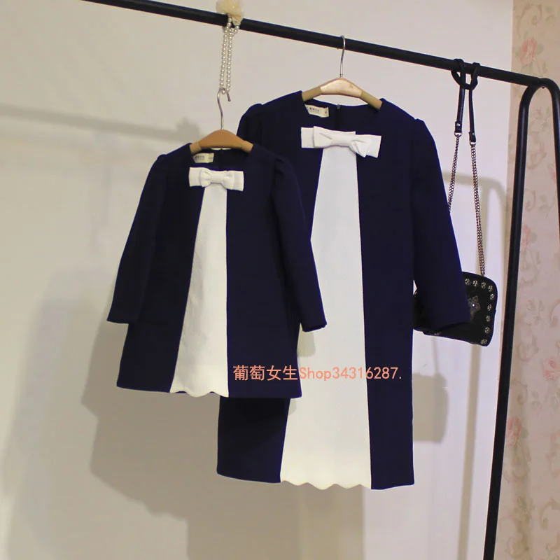 Мать и дочь платья элегантная одежда для мальчиков девочек Одинаковые комплекты