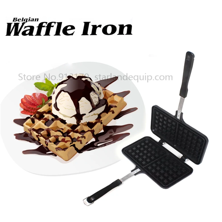 

Double Moulds Waffle Iron Classical Square Waffle Mold Non-Stick Aluminum Waffle Pan Baking Bakeware Waffle Baking Tool