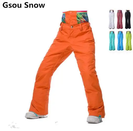 New high quality Gsou Snow ski pants waterproof famale veneer double plate thickening warm ski pants waist support model