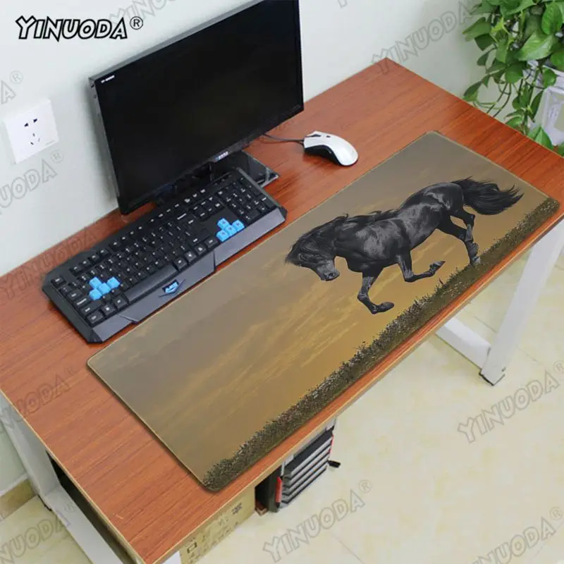 Lock Edge 30x80cm Yinuoda, крутой резиновый коврик для мыши в виде лошади, прочный Настольный коврик для мыши,, большой коврик для мыши, клавиатуры, коврик - Цвет: Lock Edge 30x80cm