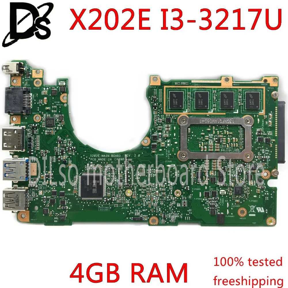 KEFU x202e для ASUS S200E X202E X201E X202EP Vivobook материнская плата REV2.0 I3-3217U cpu 4G ram Встроенная тестовая работа