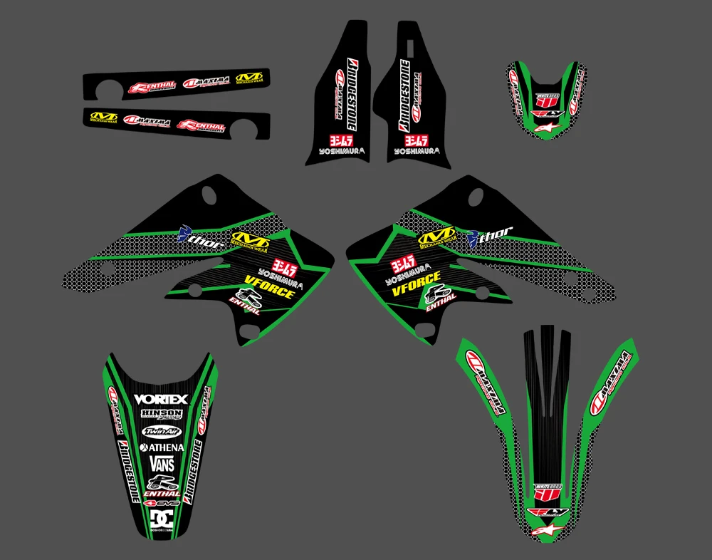 Стиль командная графика и фоны наклейки Наборы для Kawasaki KX250F KXF250 2004 2005 KX 250F KXF 250