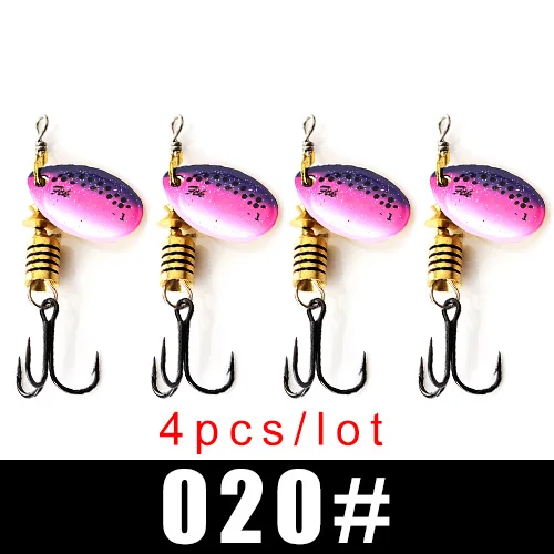 FTK New 1#-5# 5pcs/lot or 4pcs/lot Similar as Copper Spinner Bait Fishing Lure With Treble Hooks Hard Baits Spoon Pike - Цвет: 020