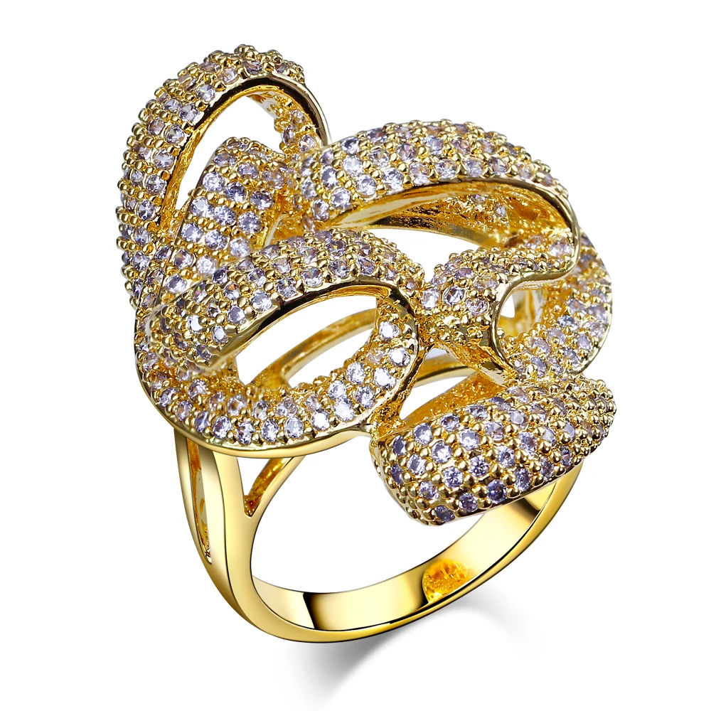 Кольца для вечеринок позолоченные и Родиевые кольца с кубическим цирконием